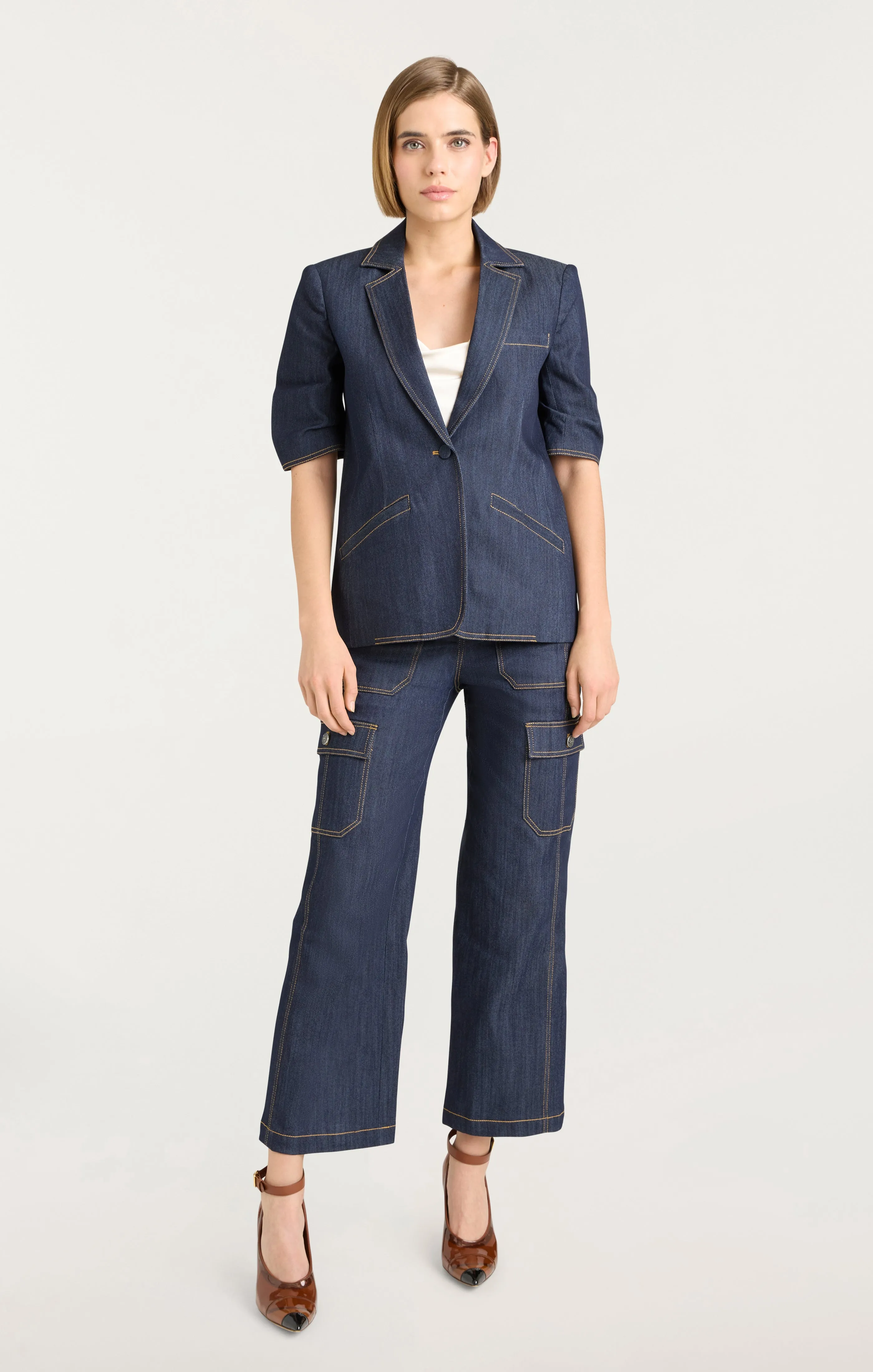 Denim Short Sleeve Khloe Blazer sold by cinq a sept product image thumbnail 2