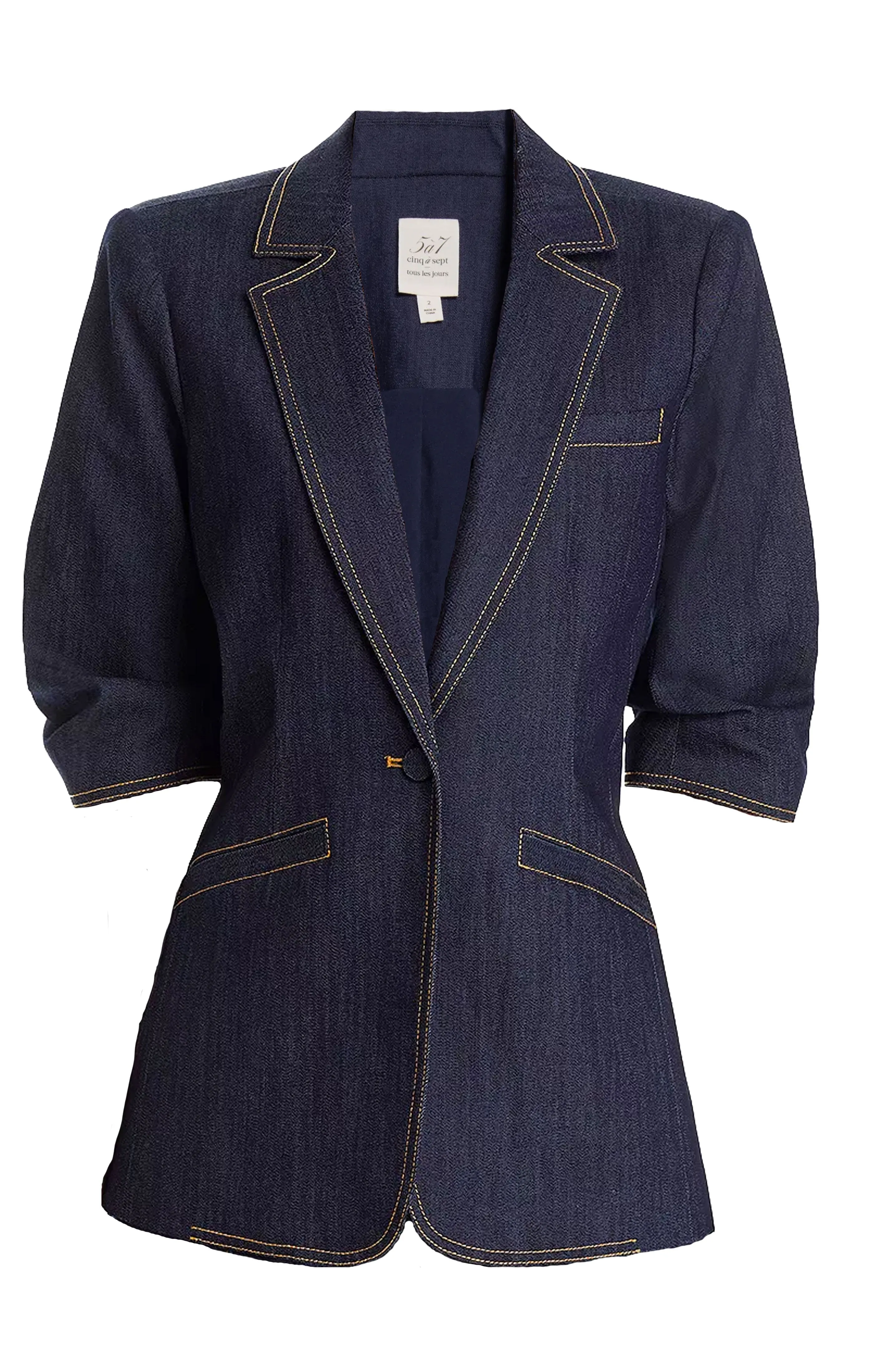 Denim Short Sleeve Khloe Blazer sold by cinq a sept