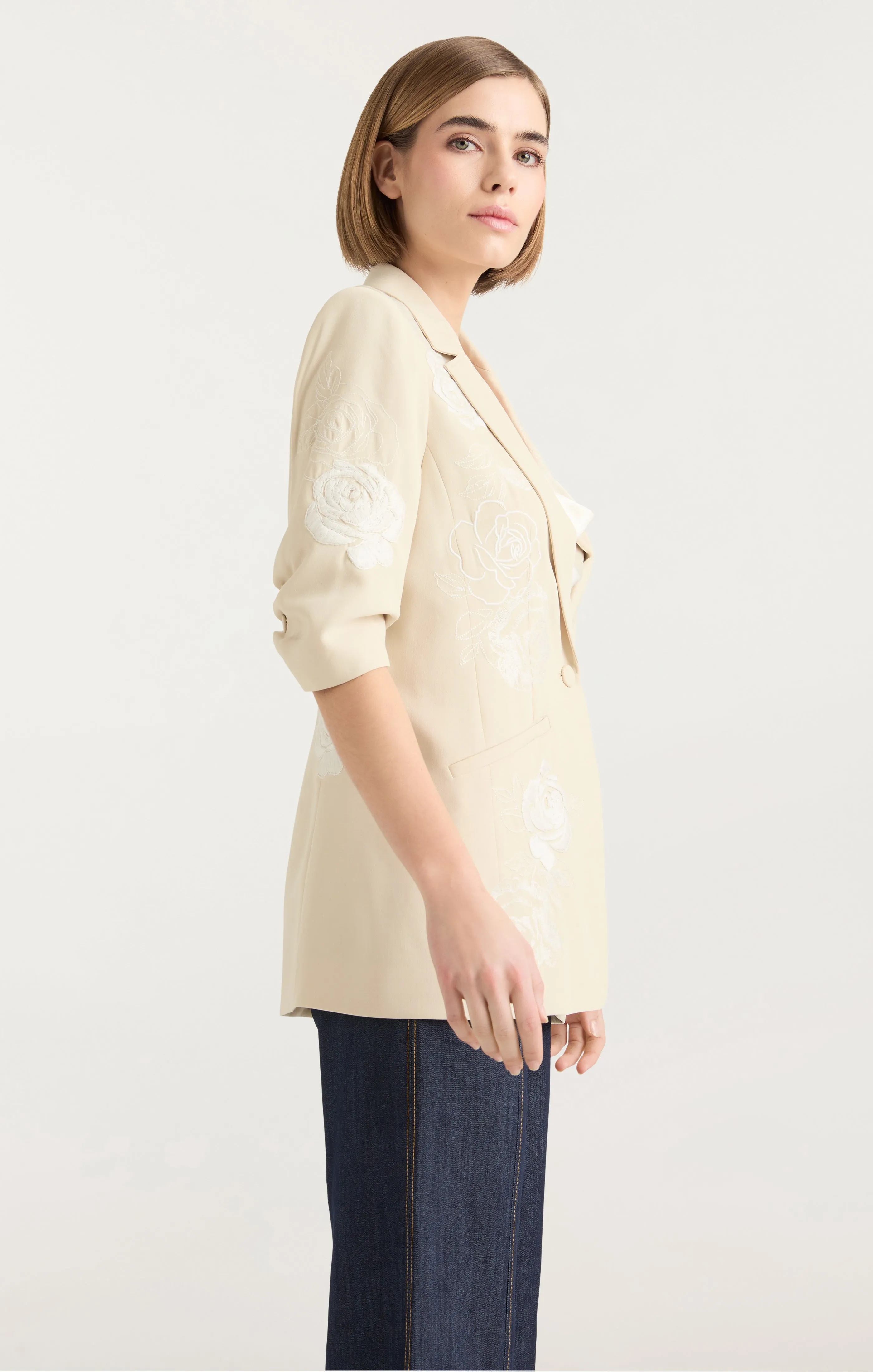 Floating Roses Embellished Short Sleeve Khloe Blazer sold by cinq a sept product image thumbnail 4