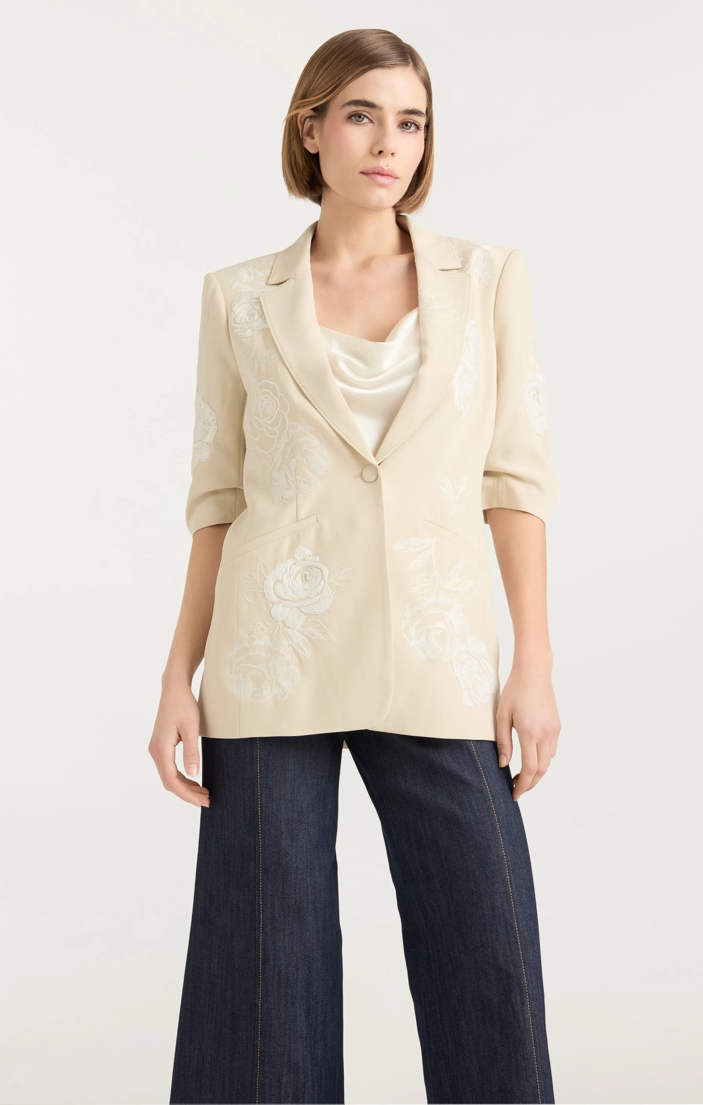 Floating Roses Embellished Short Sleeve Khloe Blazer sold by cinq a sept product image thumbnail 3