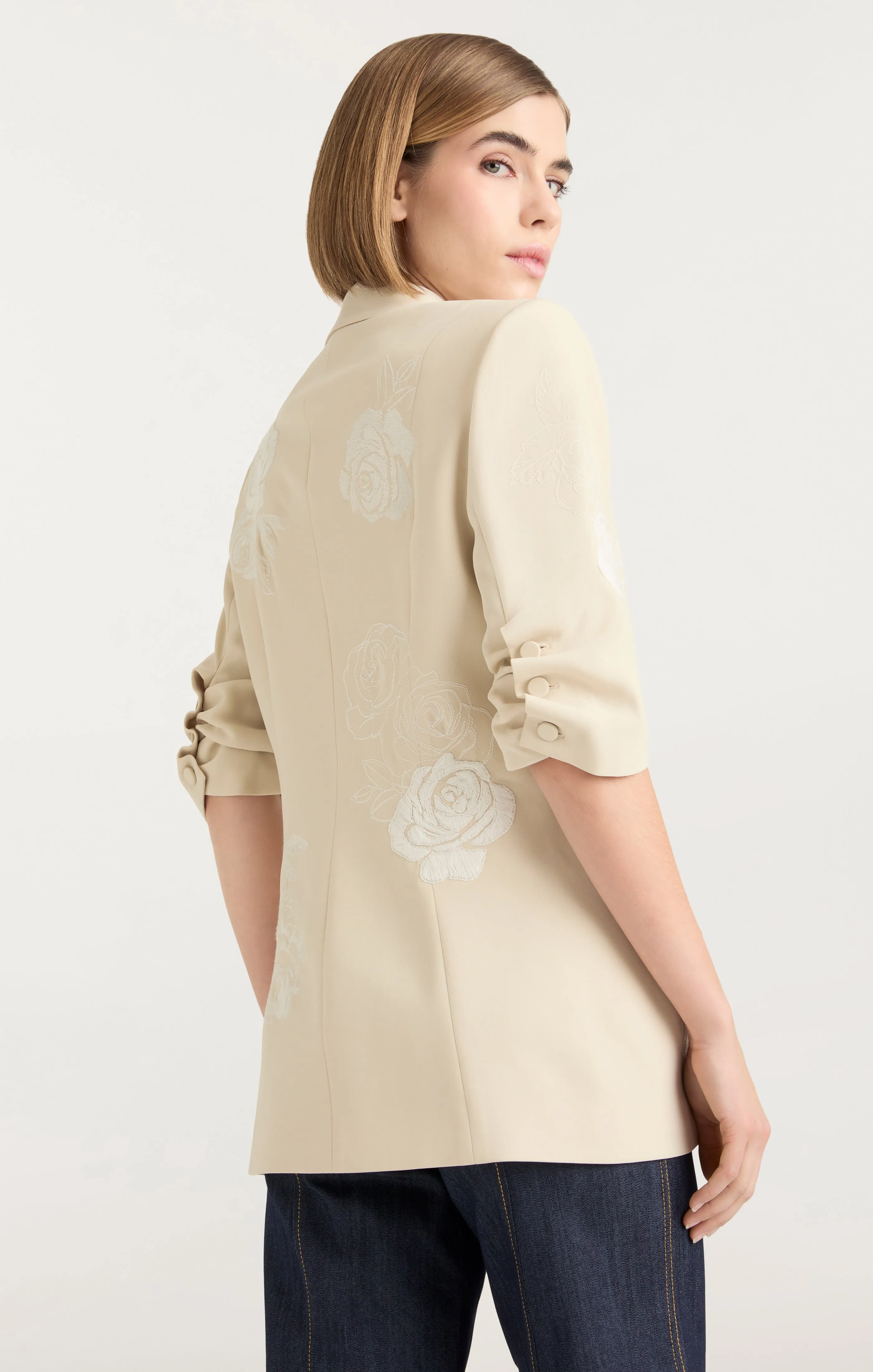 Floating Roses Embellished Short Sleeve Khloe Blazer sold by cinq a sept product image thumbnail 5