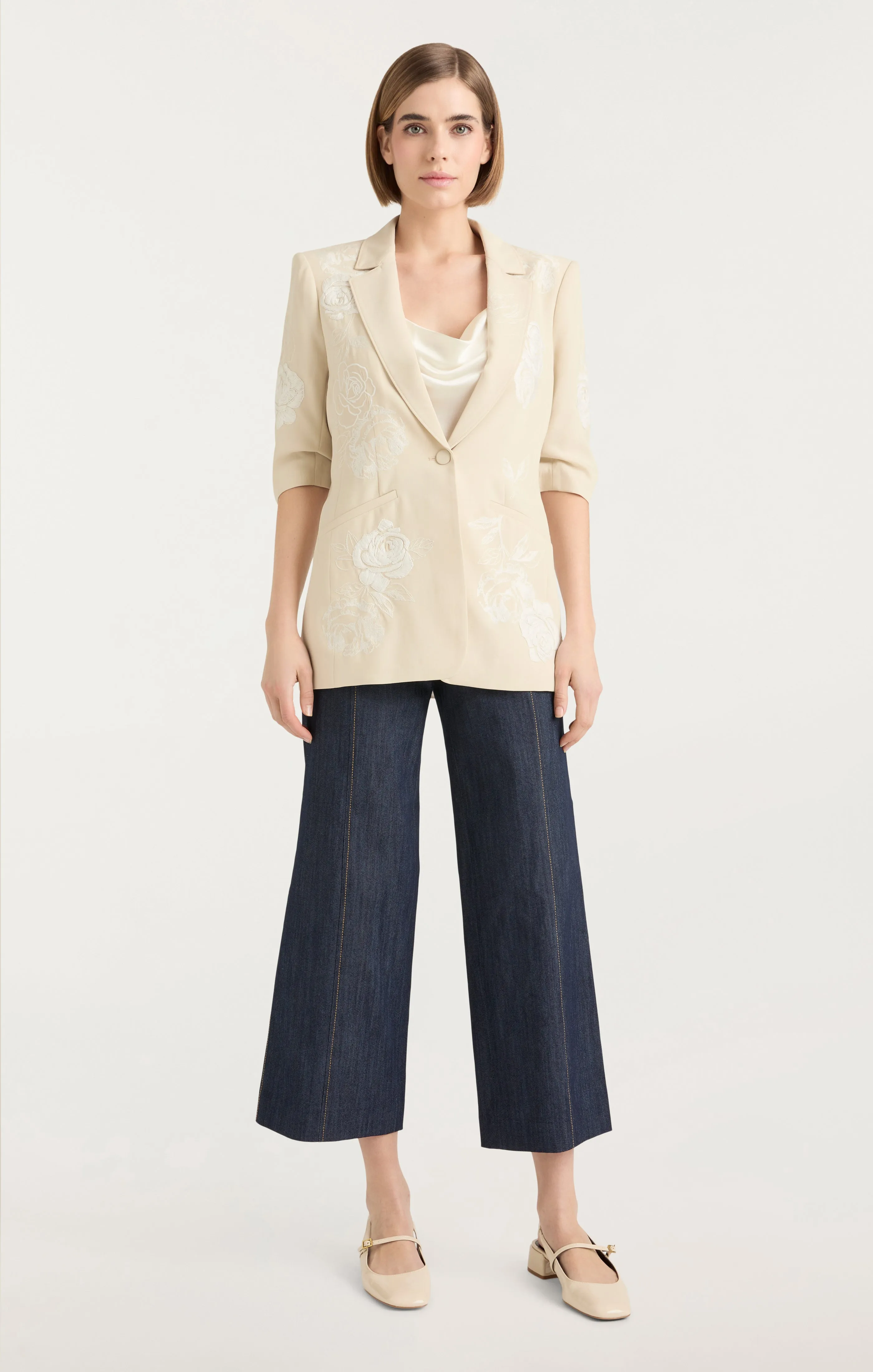 Floating Roses Embellished Short Sleeve Khloe Blazer sold by cinq a sept product image thumbnail 2