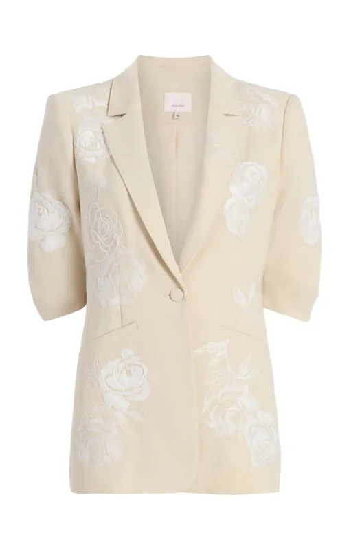 Floating Roses Embellished Short Sleeve Khloe Blazer sold by cinq a sept