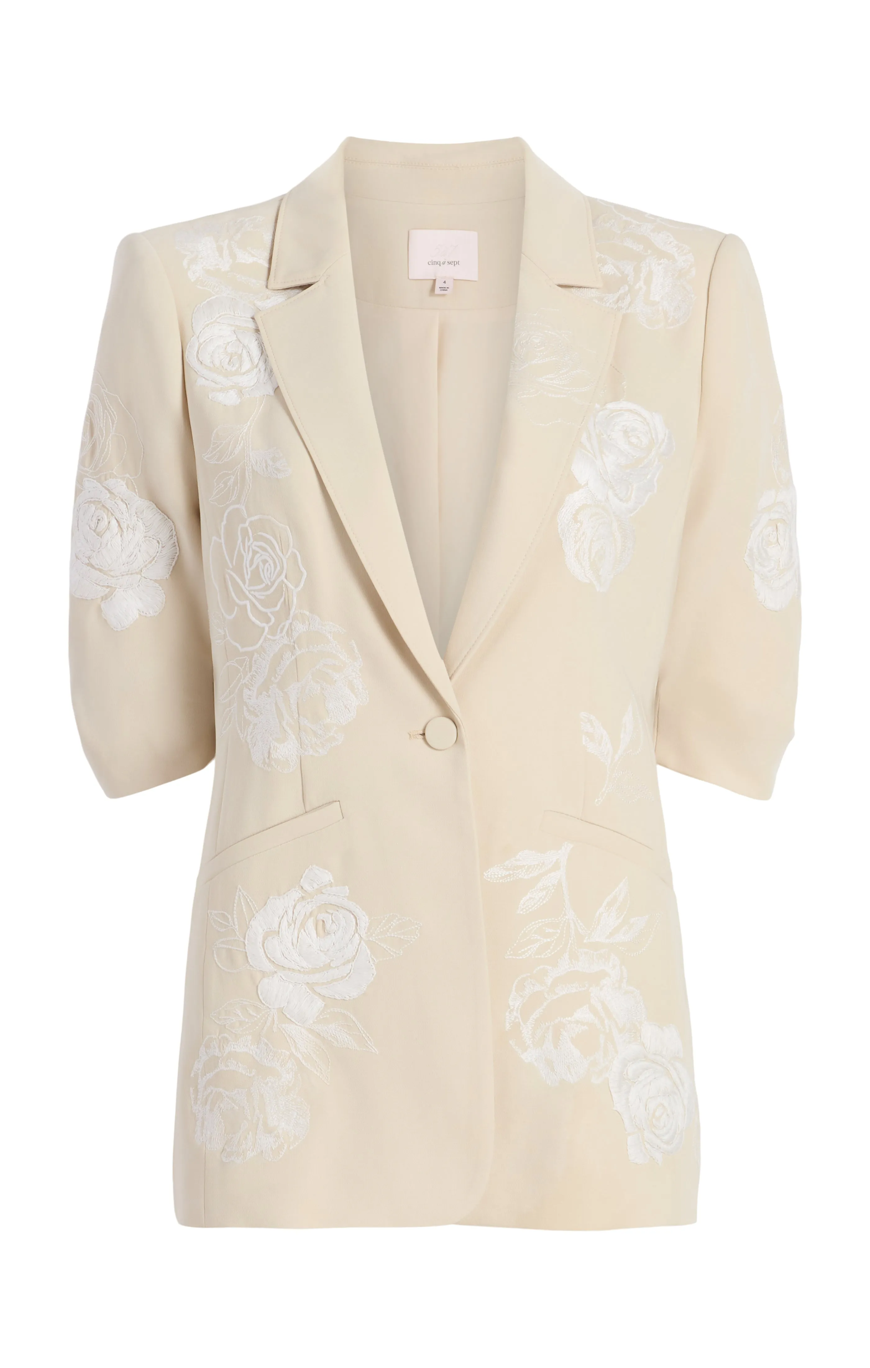 Floating Roses Embellished Short Sleeve Khloe Blazer sold by cinq a sept