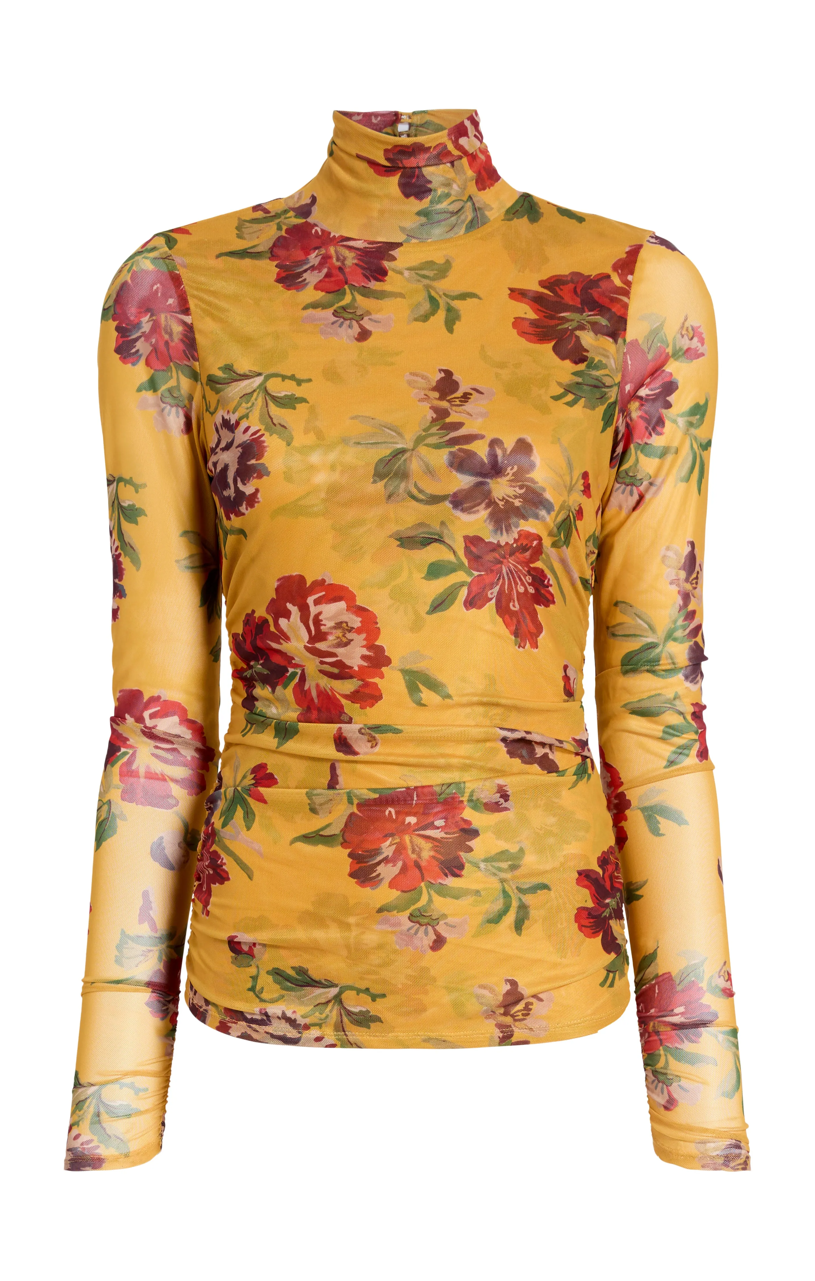 Brigitte Floral Shirred Mesh Turtleneck sold by cinq a sept