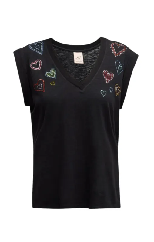 Rhinestone Love Letter V-neck Bella Tee sold by cinq a sept