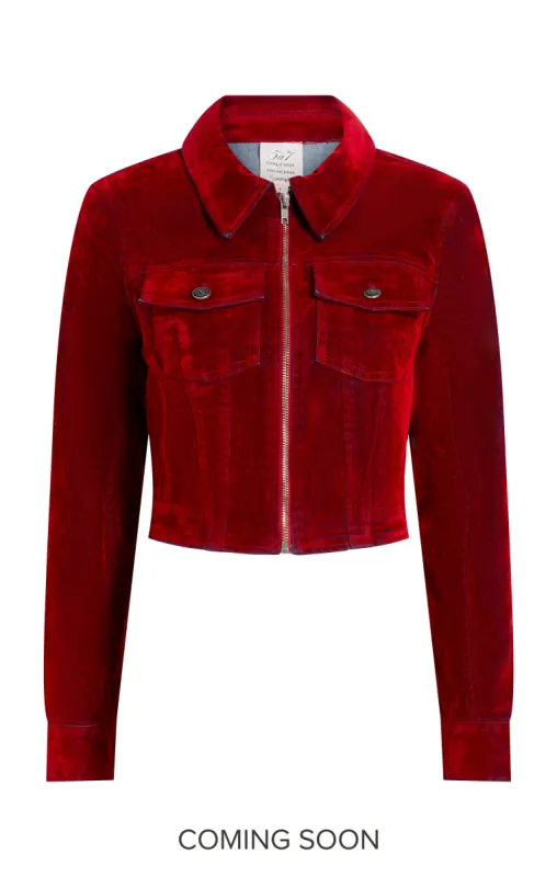 Flocked Denim Marilee Jacket sold by cinq a sept