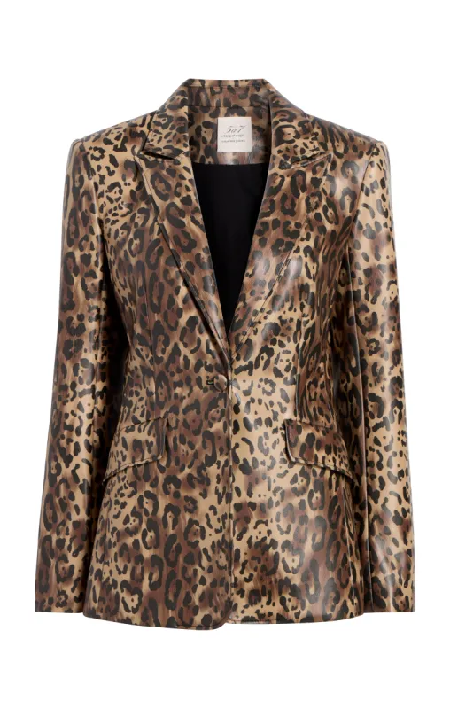 Leopard Vegan Leather Cheyenne Blazer sold by cinq a sept