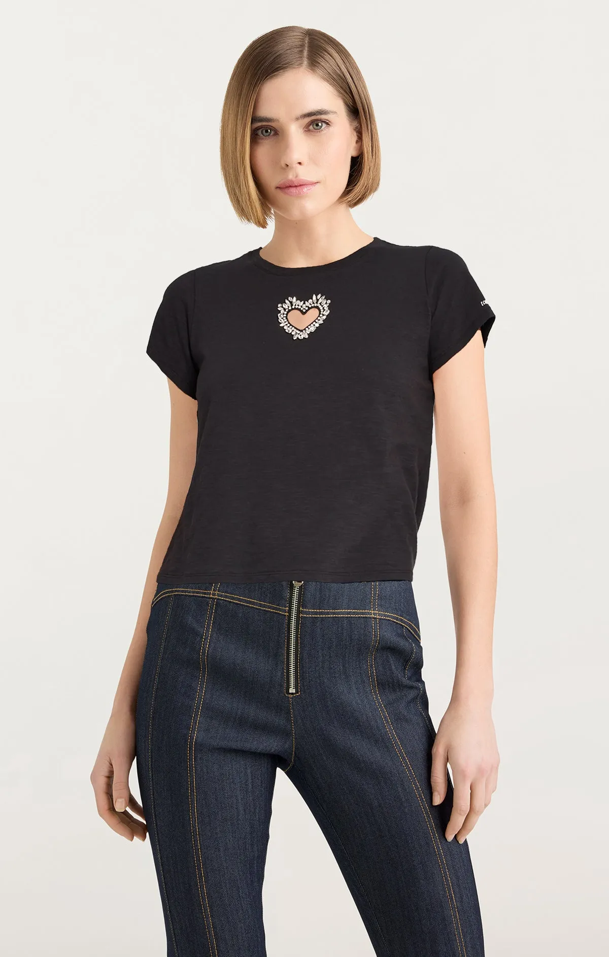 Cut Out Rhinestone Heart Tee sold by cinq a sept product image thumbnail 2