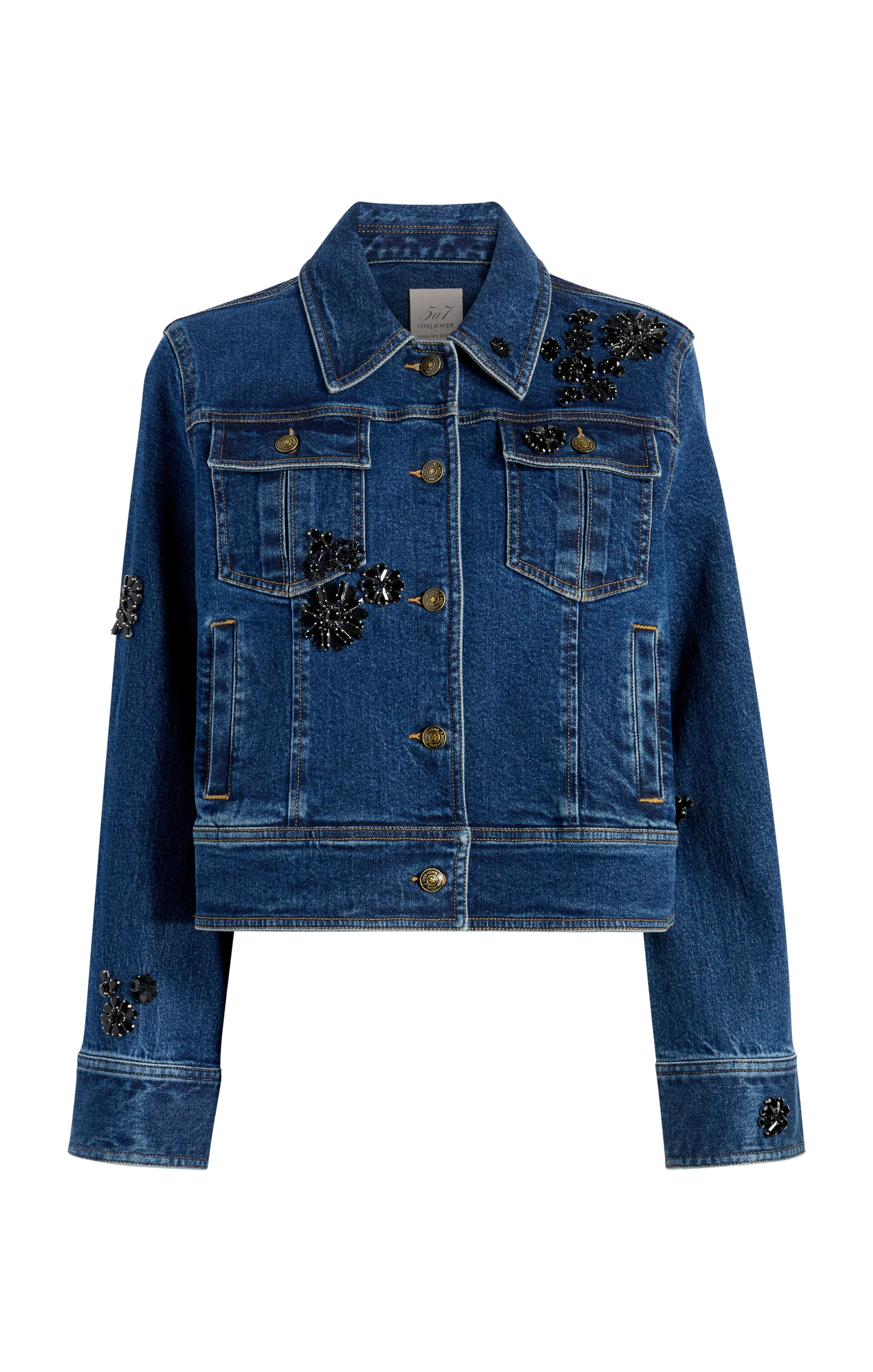 Jet Black Embellished Riviera Jacket sold by cinq a sept