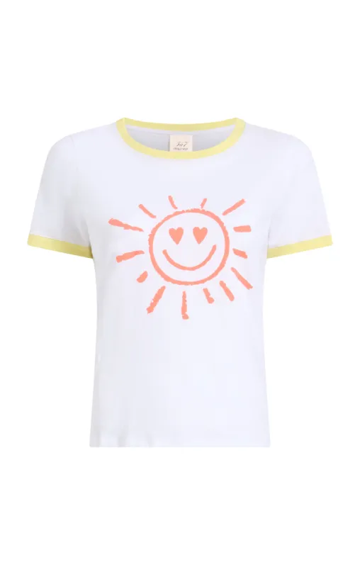 Smiling Sun Shrunken Ringer Tee made by cinq a sept