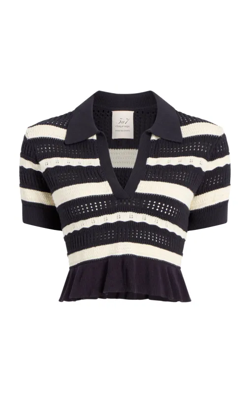 Elvire Knit Polo Pullover sold by cinq a sept