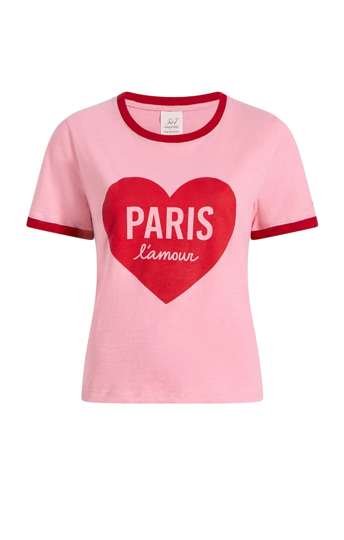 Paris Lamour Heart Shrunken Ringer Tee sold by cinq a sept