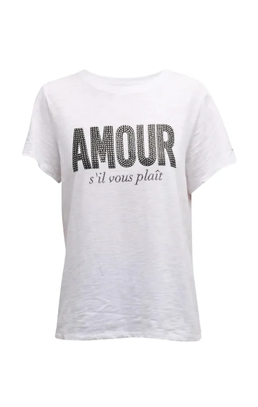 Rhinestone Amour Sil Vous Plait Tee sold by cinq a sept