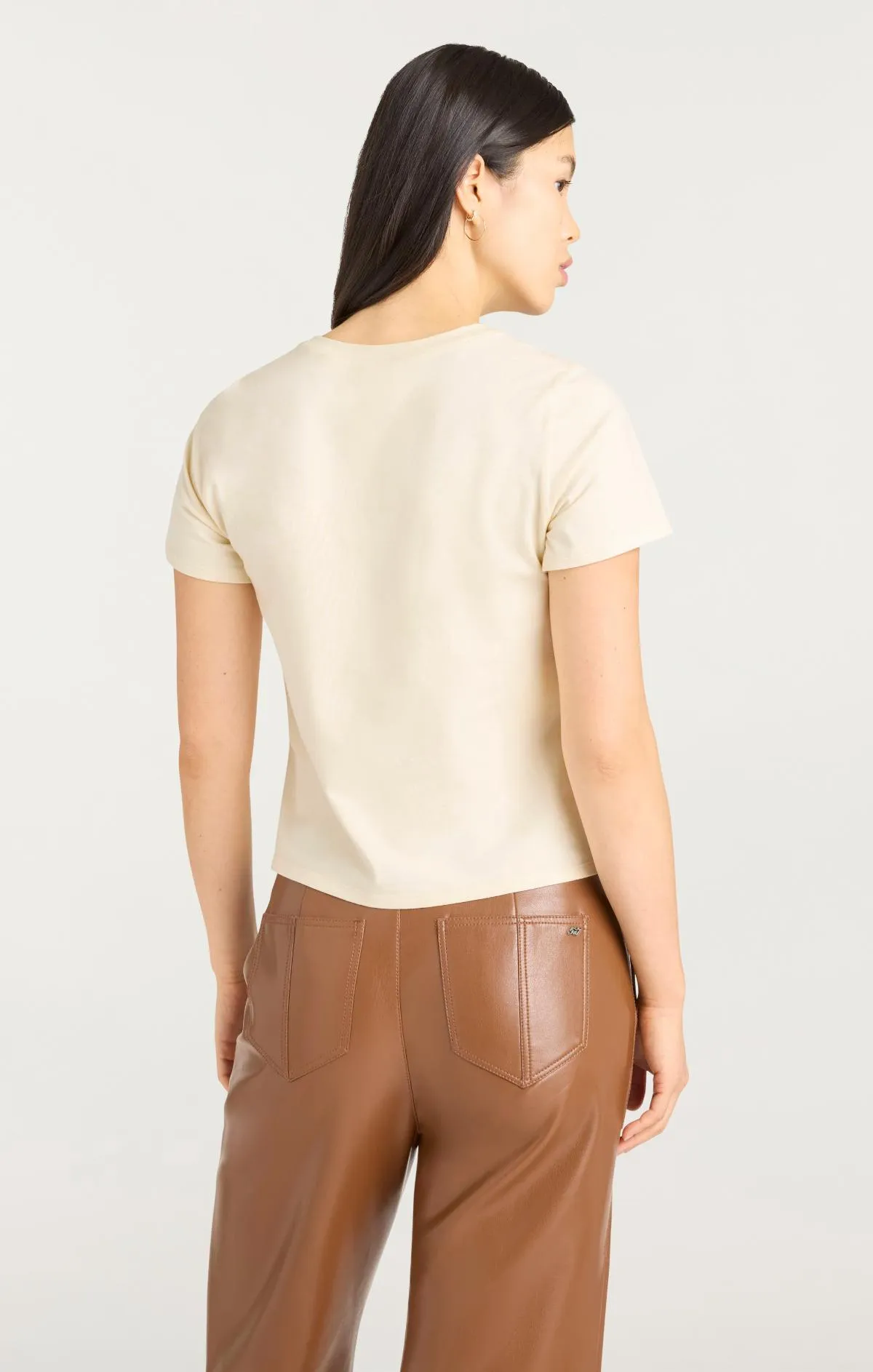 Leather Applique Merci Shrunken Tee sold by cinq a sept product image thumbnail 4