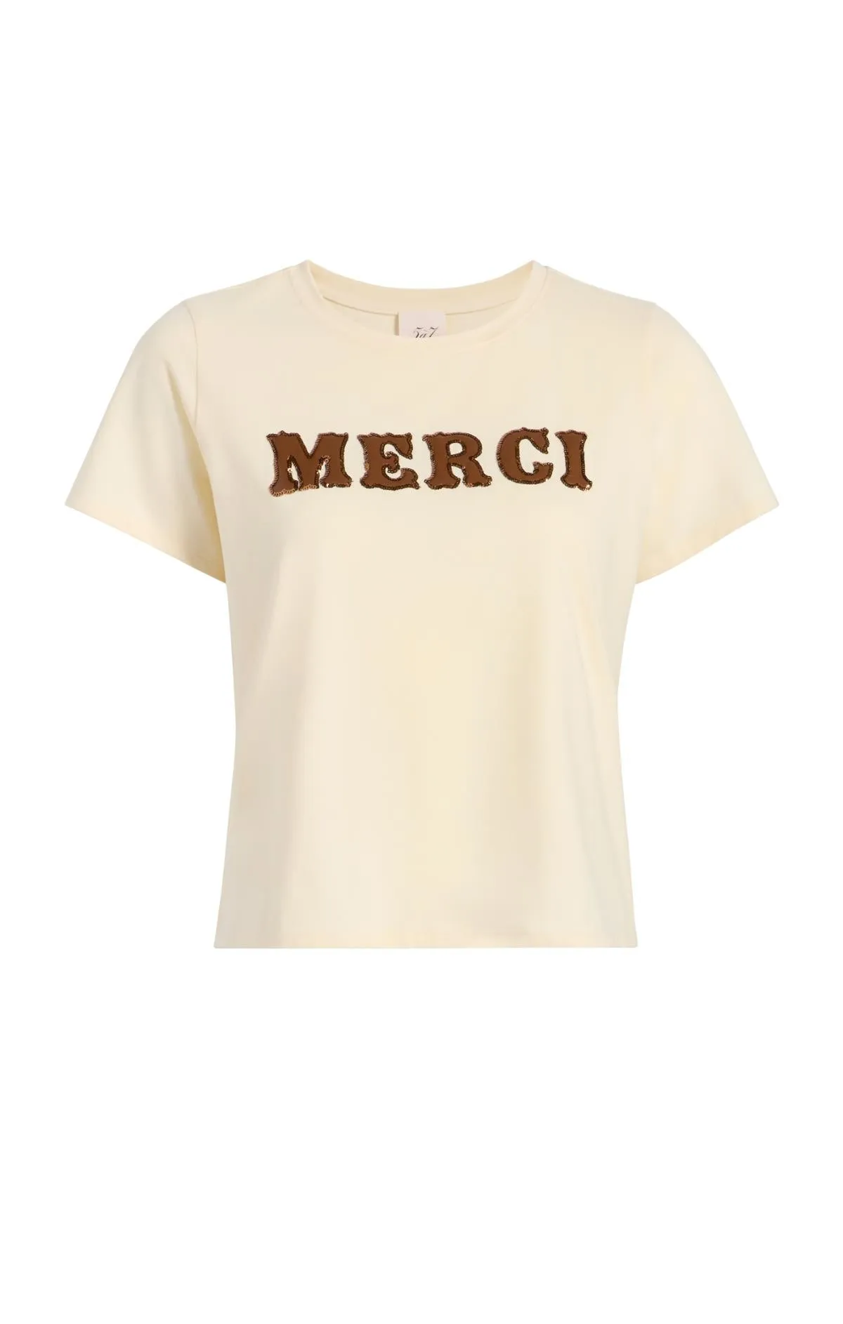 Leather Applique Merci Shrunken Tee sold by cinq a sept