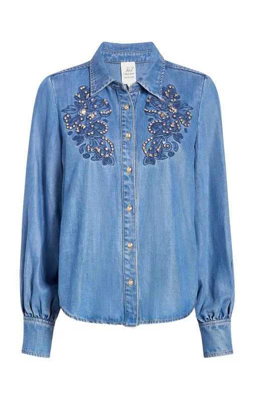Rhinestone Embellished Juliette Jean Top sold by cinq a sept