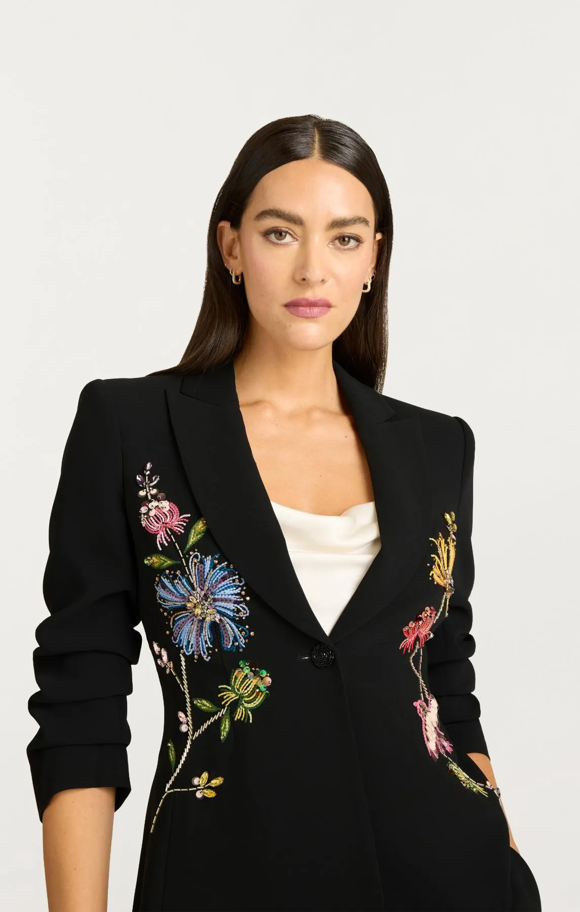 Floral Mixed Media Scrunched Cheyenne Blazer sold by cinq a sept product image thumbnail 5