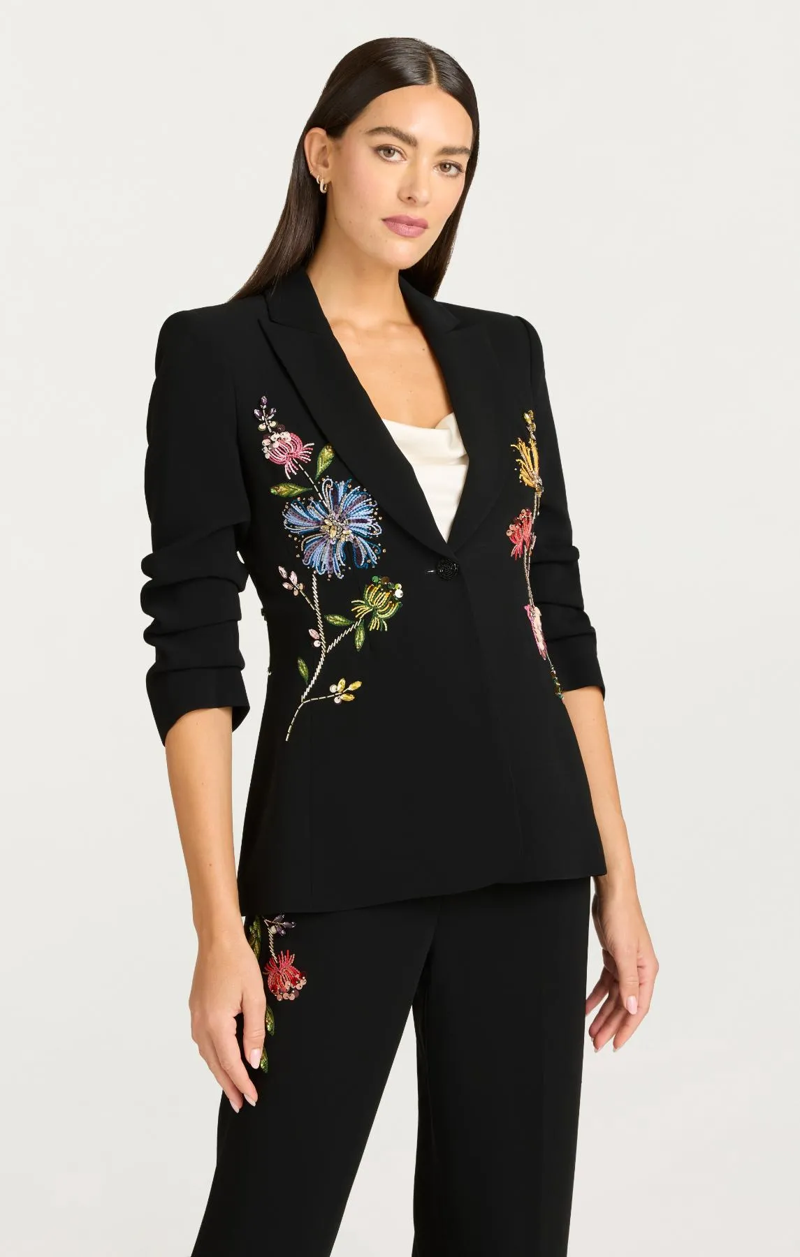 Floral Mixed Media Scrunched Cheyenne Blazer sold by cinq a sept product image thumbnail 3
