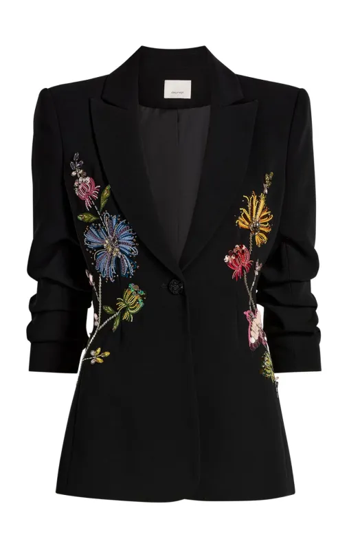 Floral Mixed Media Scrunched Cheyenne Blazer sold by cinq a sept
