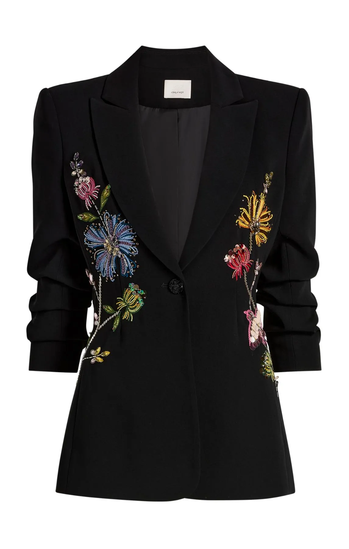 Floral Mixed Media Scrunched Cheyenne Blazer sold by cinq a sept