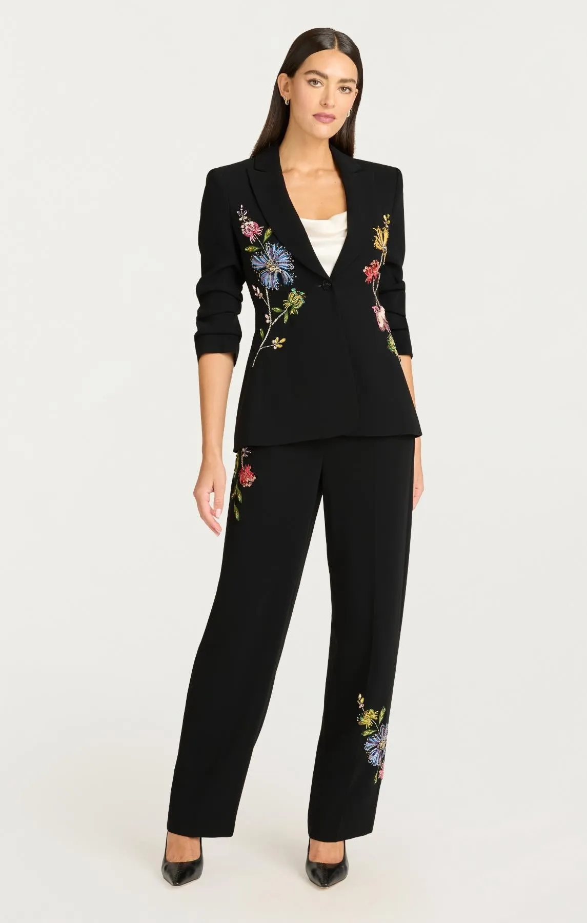 Floral Mixed Media Scrunched Cheyenne Blazer sold by cinq a sept product image thumbnail 2