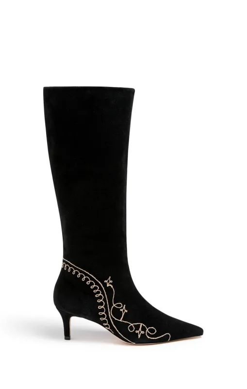 Casey Embroidered Kitten Heel Boot made by cinq a sept
