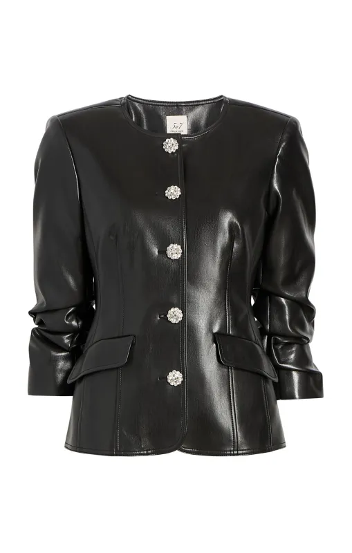 Vegan Leather Scrunched Chris Jacket made by cinq a sept