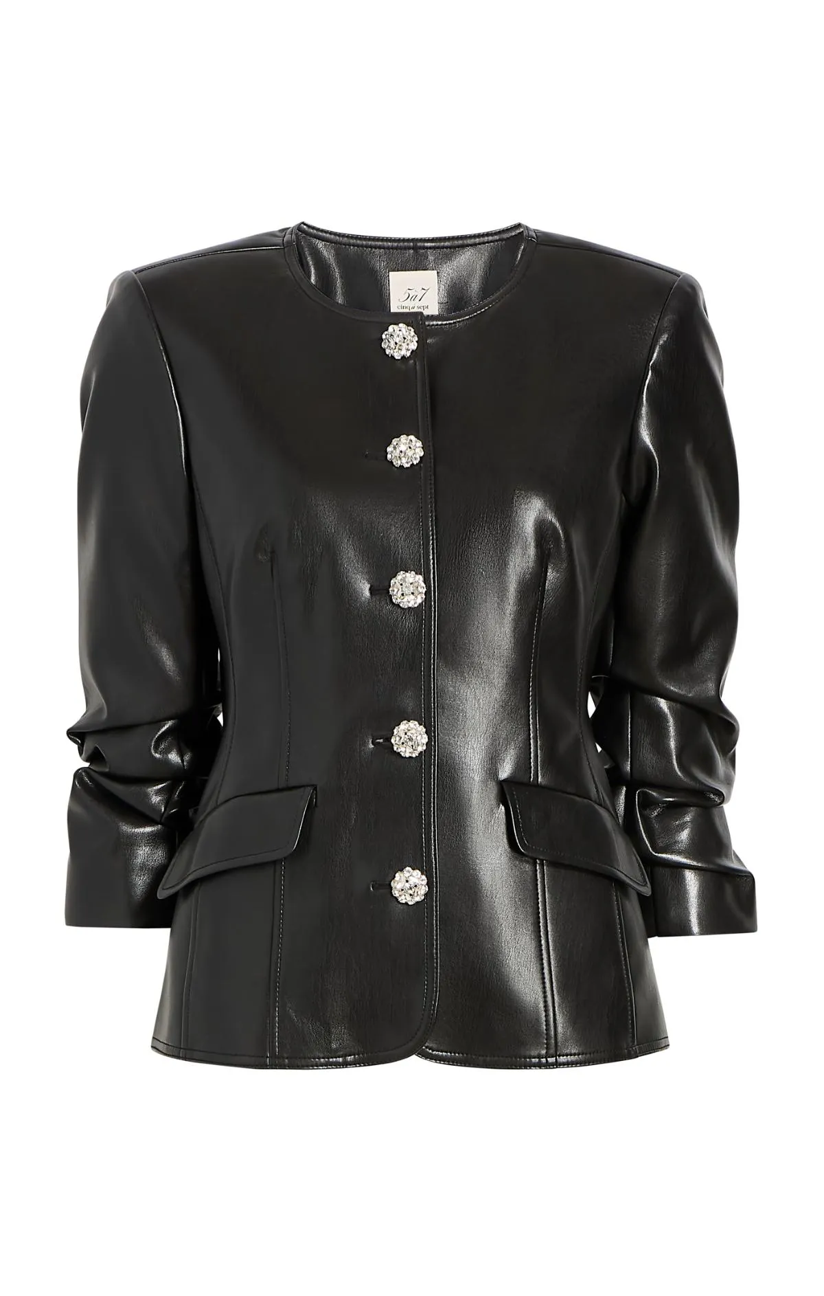 Vegan Leather Scrunched Chris Jacket sold by cinq a sept