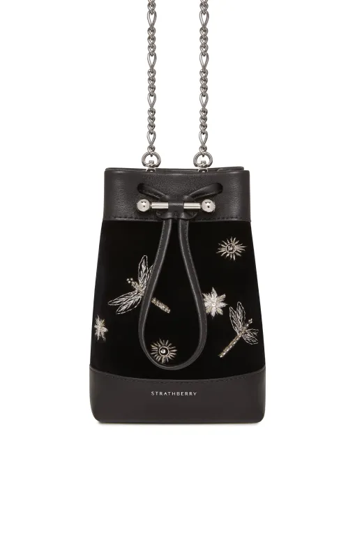 Strathberry Osette Midi Embroidered Velvet Pouch sold by cinq a sept