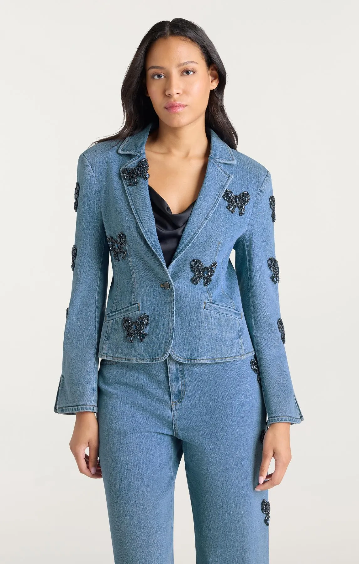 Rhinestone Bow Le Petit Long Sleeve Khloe Jean Blazer sold by cinq a sept product image thumbnail 3