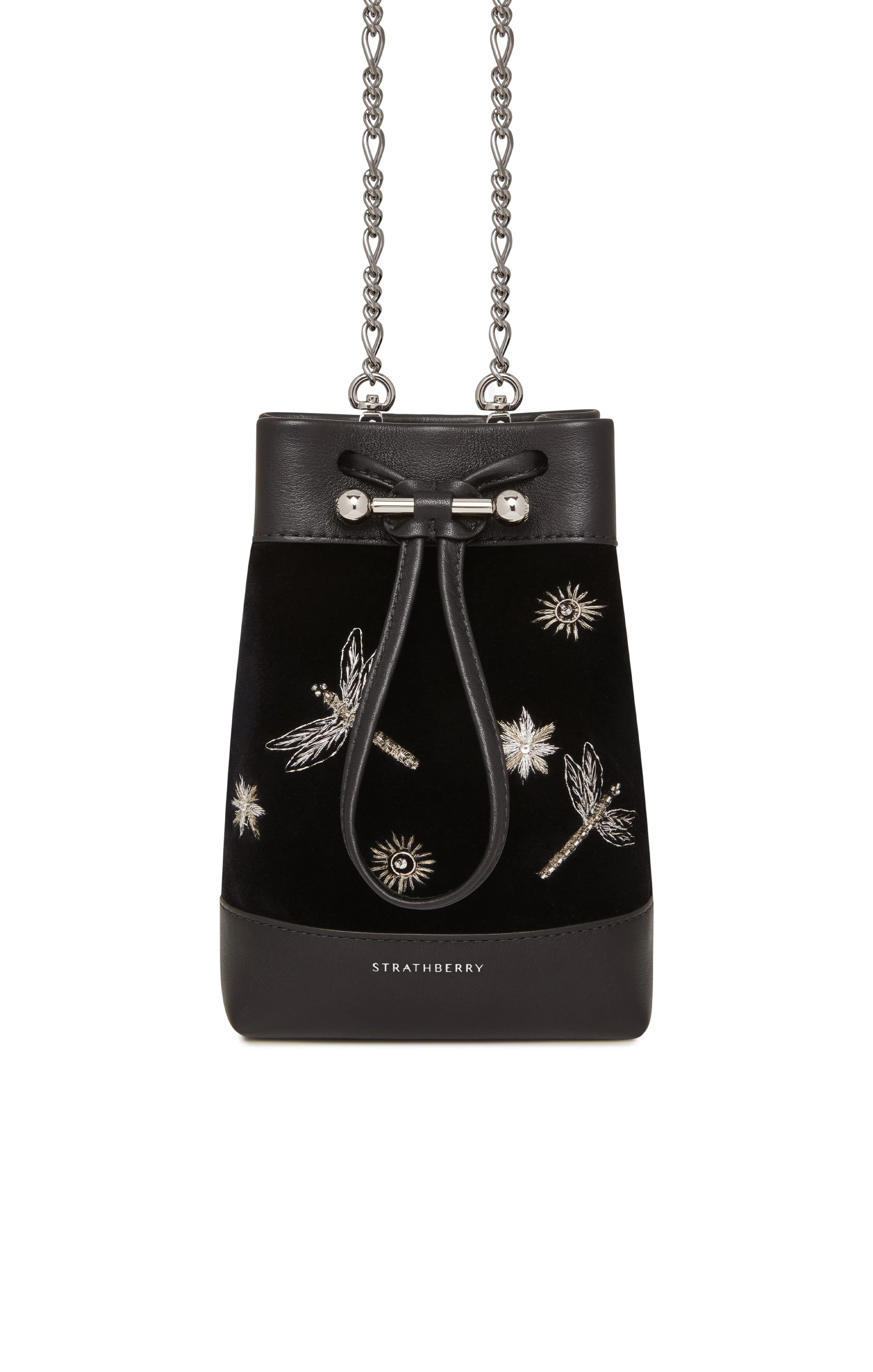 Strathberry Osette Midi Embroidered Velvet Pouch sold by cinq a sept