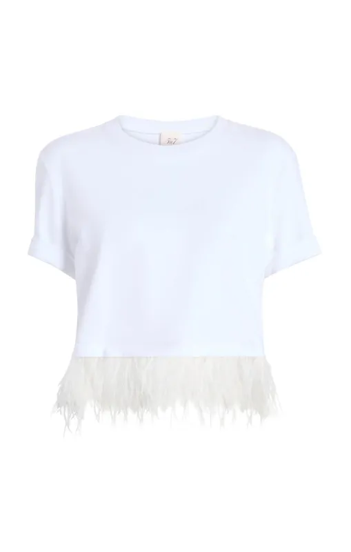 Short Sleeve Cropped Feather Tee sold by cinq a sept
