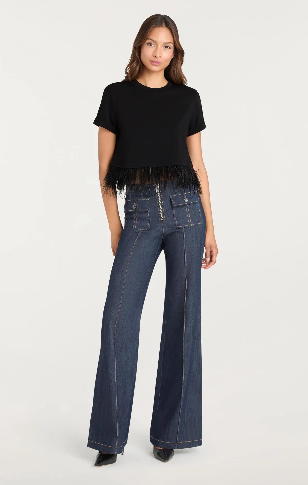 Short Sleeve Cropped Feather Tee sold by cinq a sept product image thumbnail 5