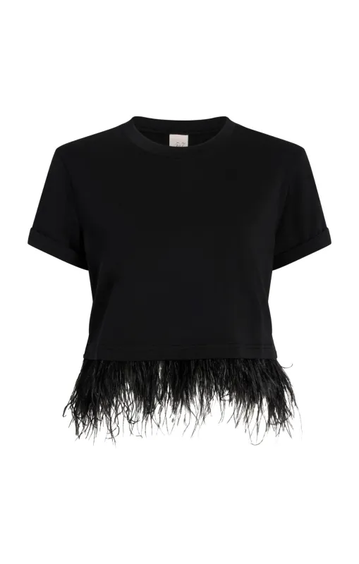 Short Sleeve Cropped Feather Tee sold by cinq a sept