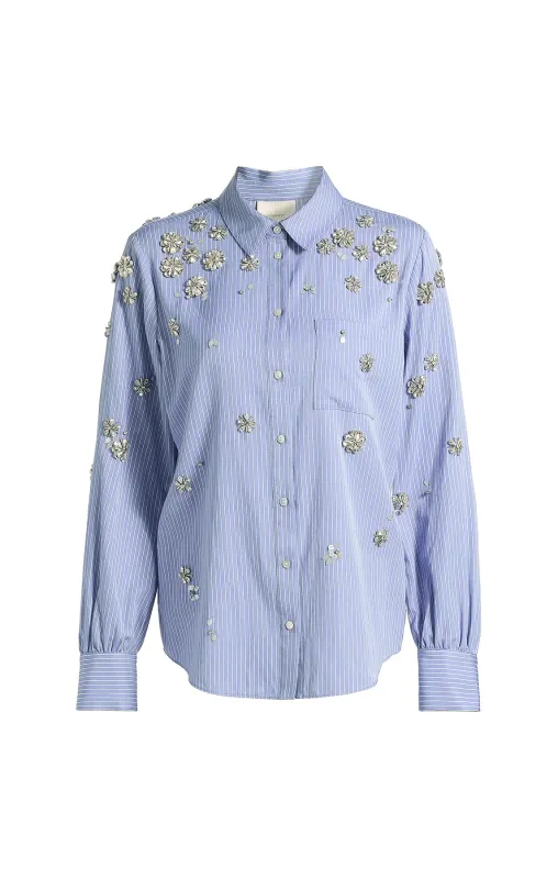 Lola Stripe Tumbling Flowers Blanche Top sold by cinq a sept