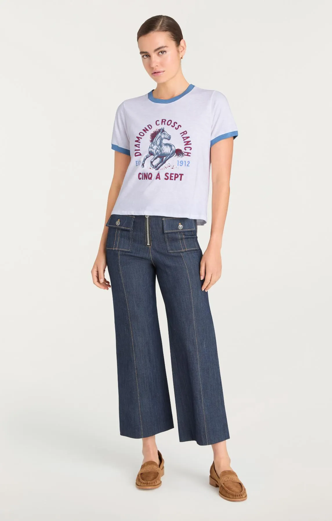 Diamond Cross Ranch X 5a7 Shrunken Ringer Tee sold by cinq a sept product image thumbnail 4