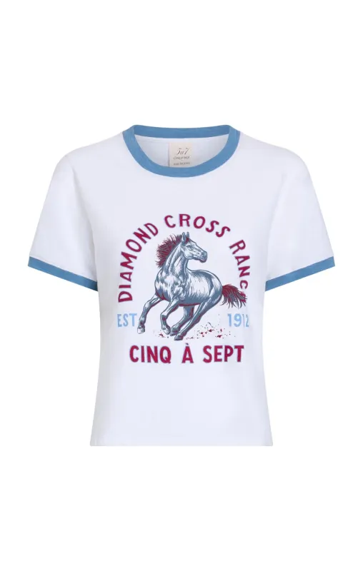 Diamond Cross Ranch X 5a7 Shrunken Ringer Tee sold by cinq a sept