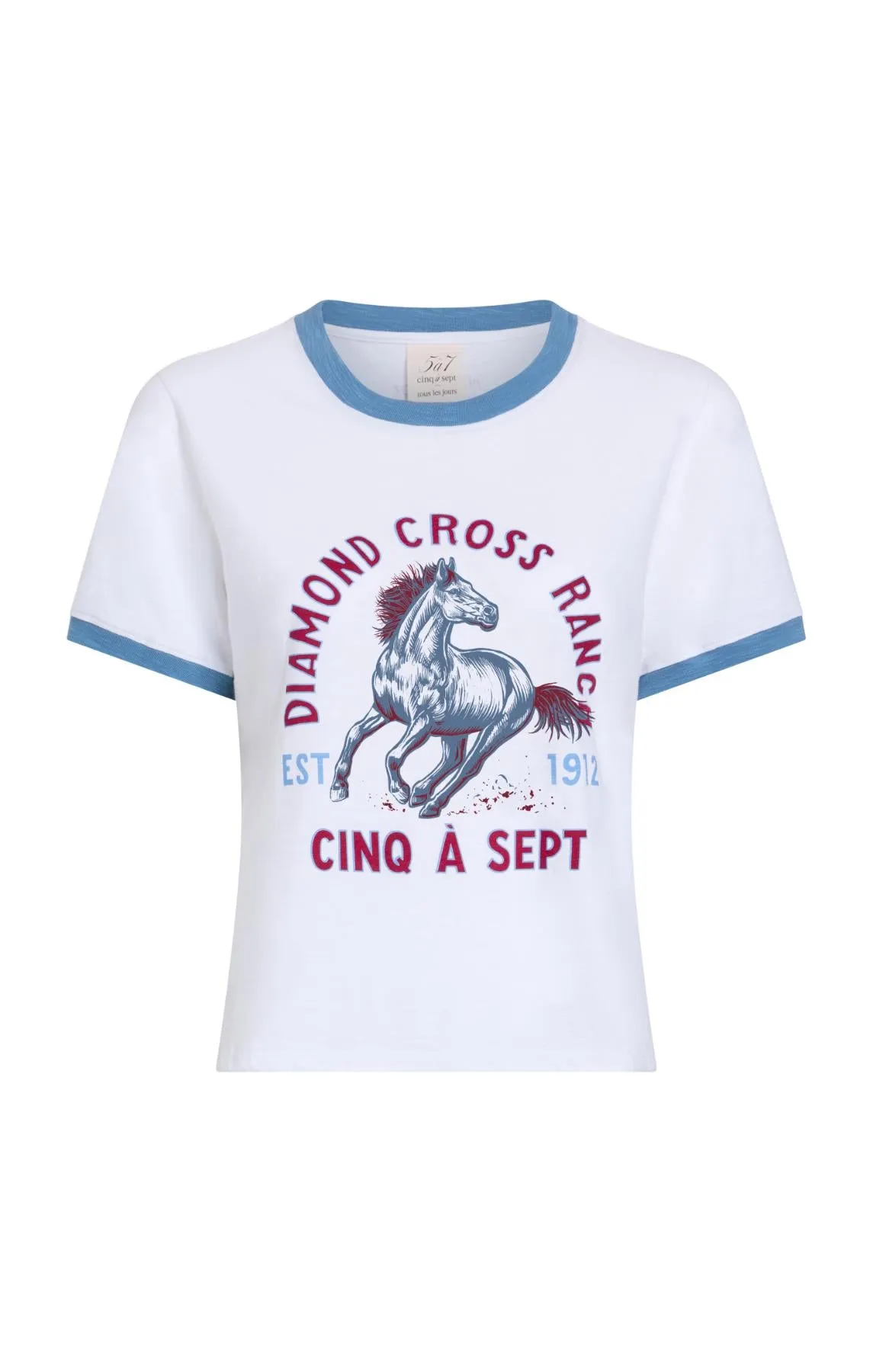 Diamond Cross Ranch X 5a7 Shrunken Ringer Tee sold by cinq a sept