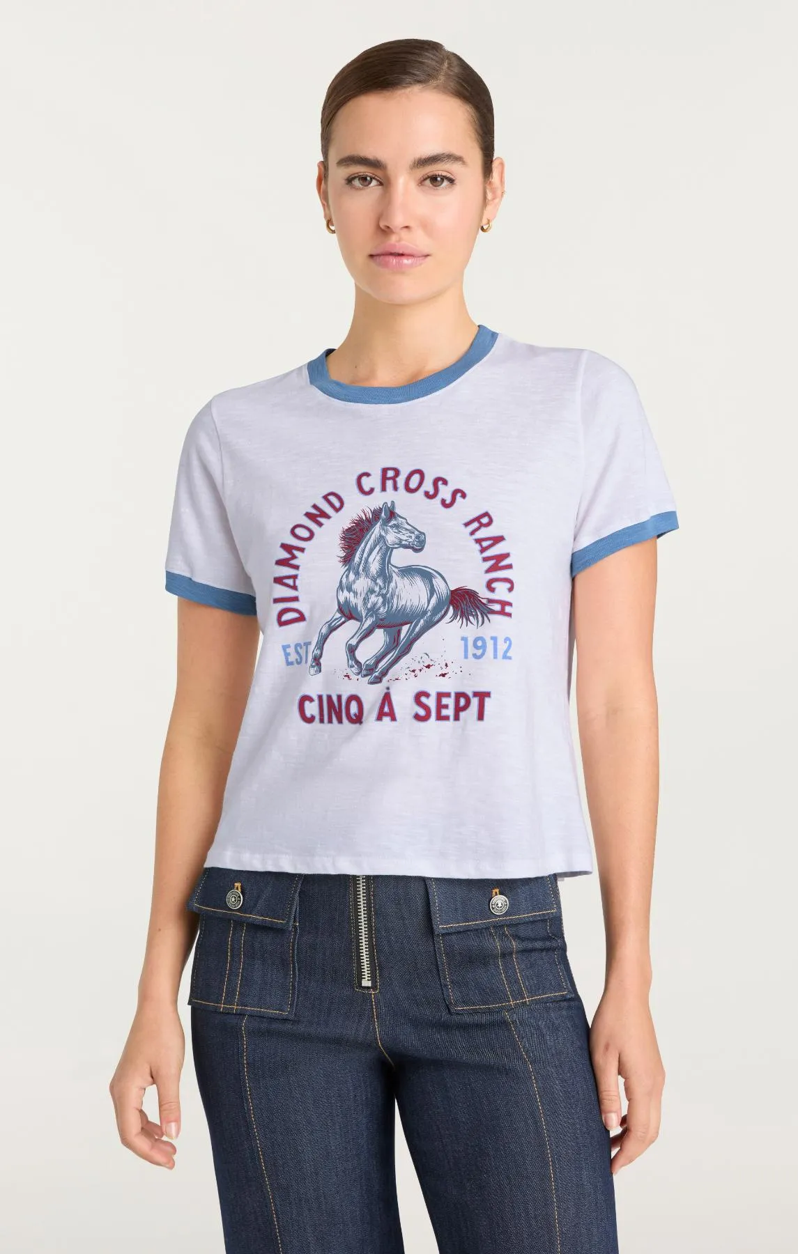 Diamond Cross Ranch X 5a7 Shrunken Ringer Tee sold by cinq a sept product image thumbnail 2