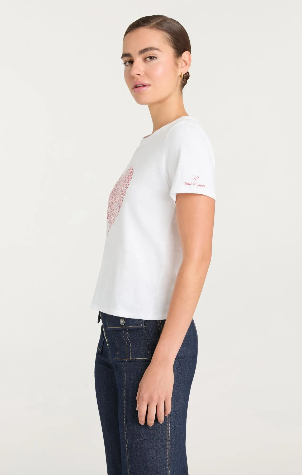 Rhinestone Doodle Heart Shrunken Tee sold by cinq a sept product image thumbnail 3