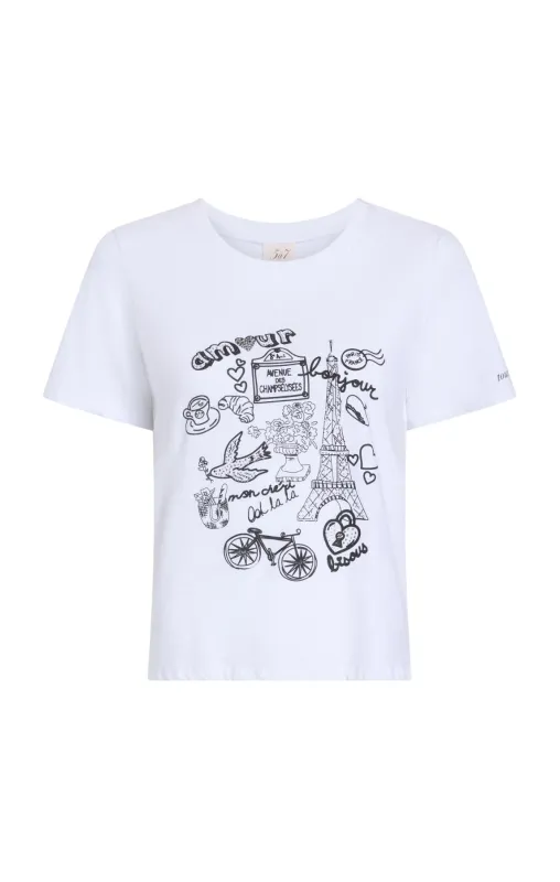Rhinestone Paris Doodle Shrunken Tee sold by cinq a sept