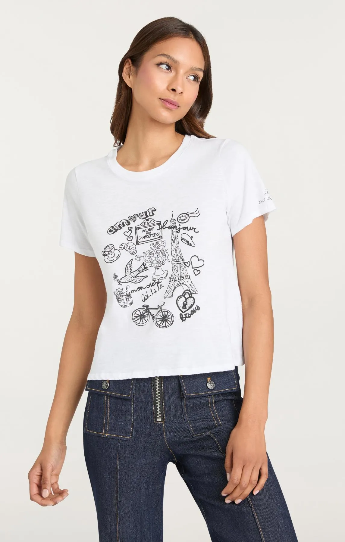 Rhinestone Paris Doodle Shrunken Tee sold by cinq a sept product image thumbnail 5