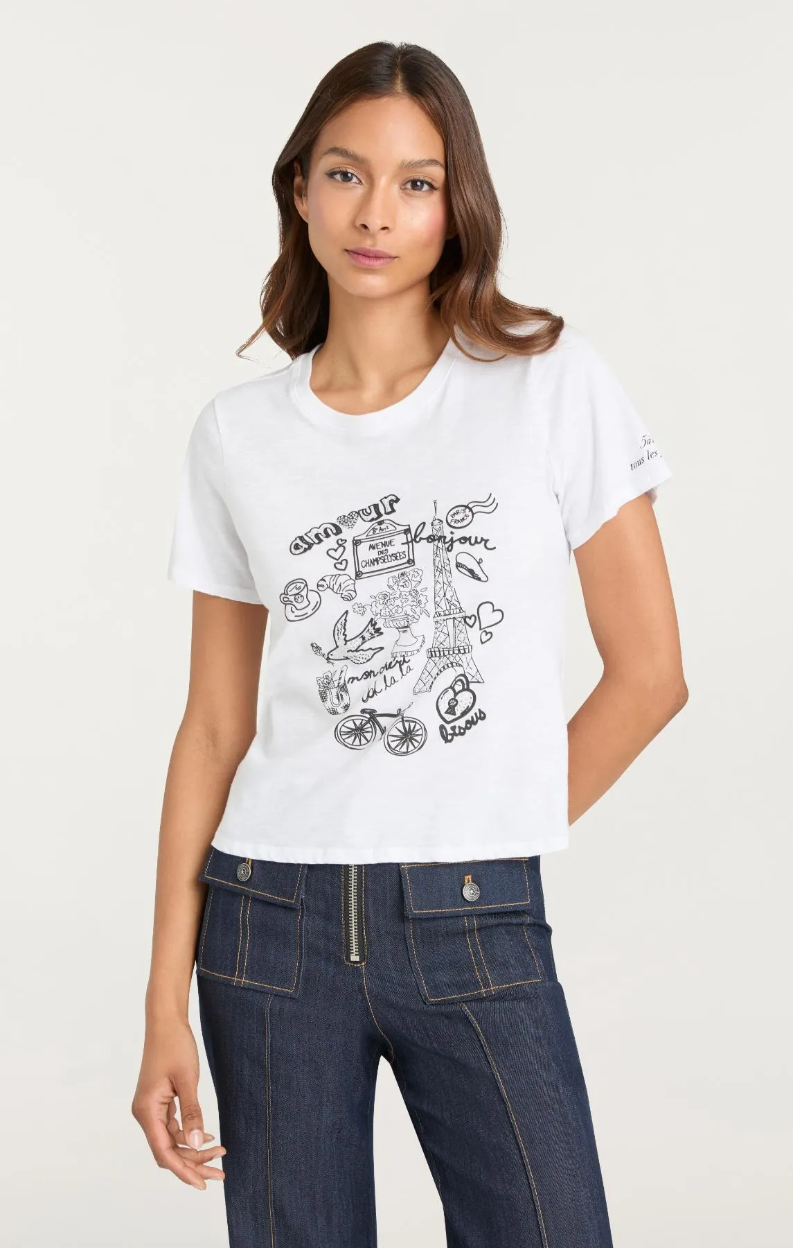 Rhinestone Paris Doodle Shrunken Tee sold by cinq a sept product image thumbnail 2