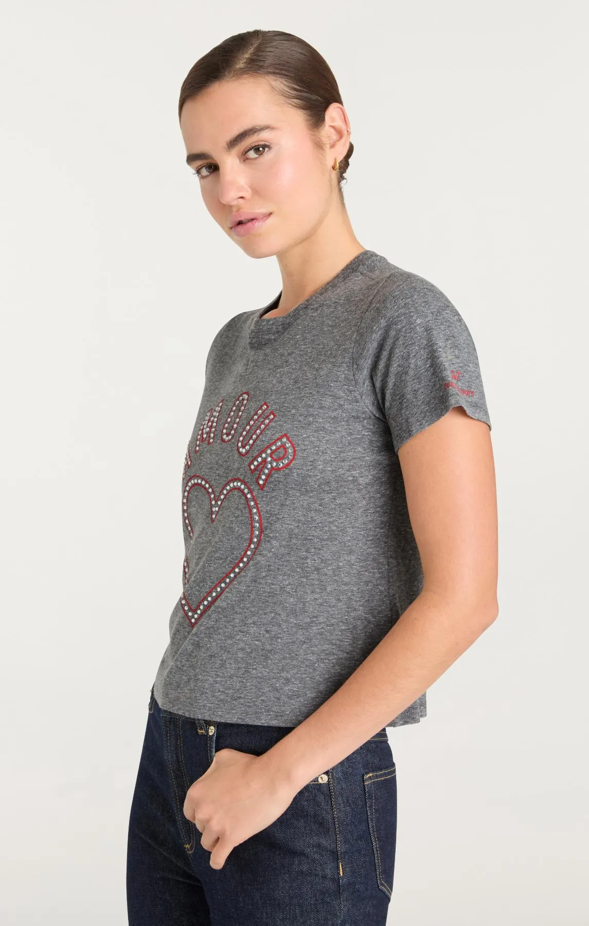 Crystal Amour Heart Shrunken Tee sold by cinq a sept product image thumbnail 3