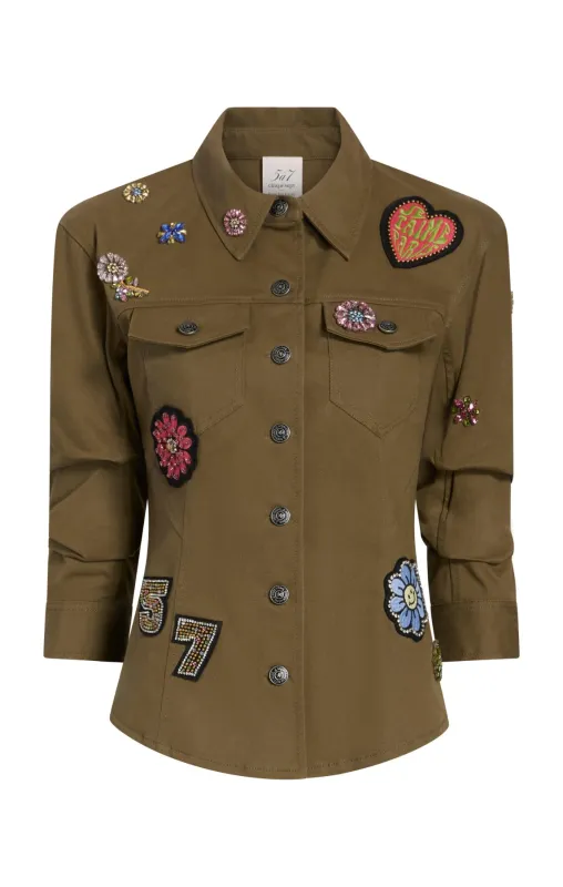 Retro Love Patches Scrunched Canyon Jacket sold by cinq a sept