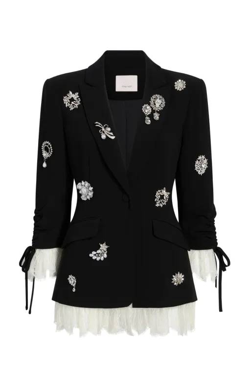 Crystal Brooch Roxie Blazer made by cinq a sept