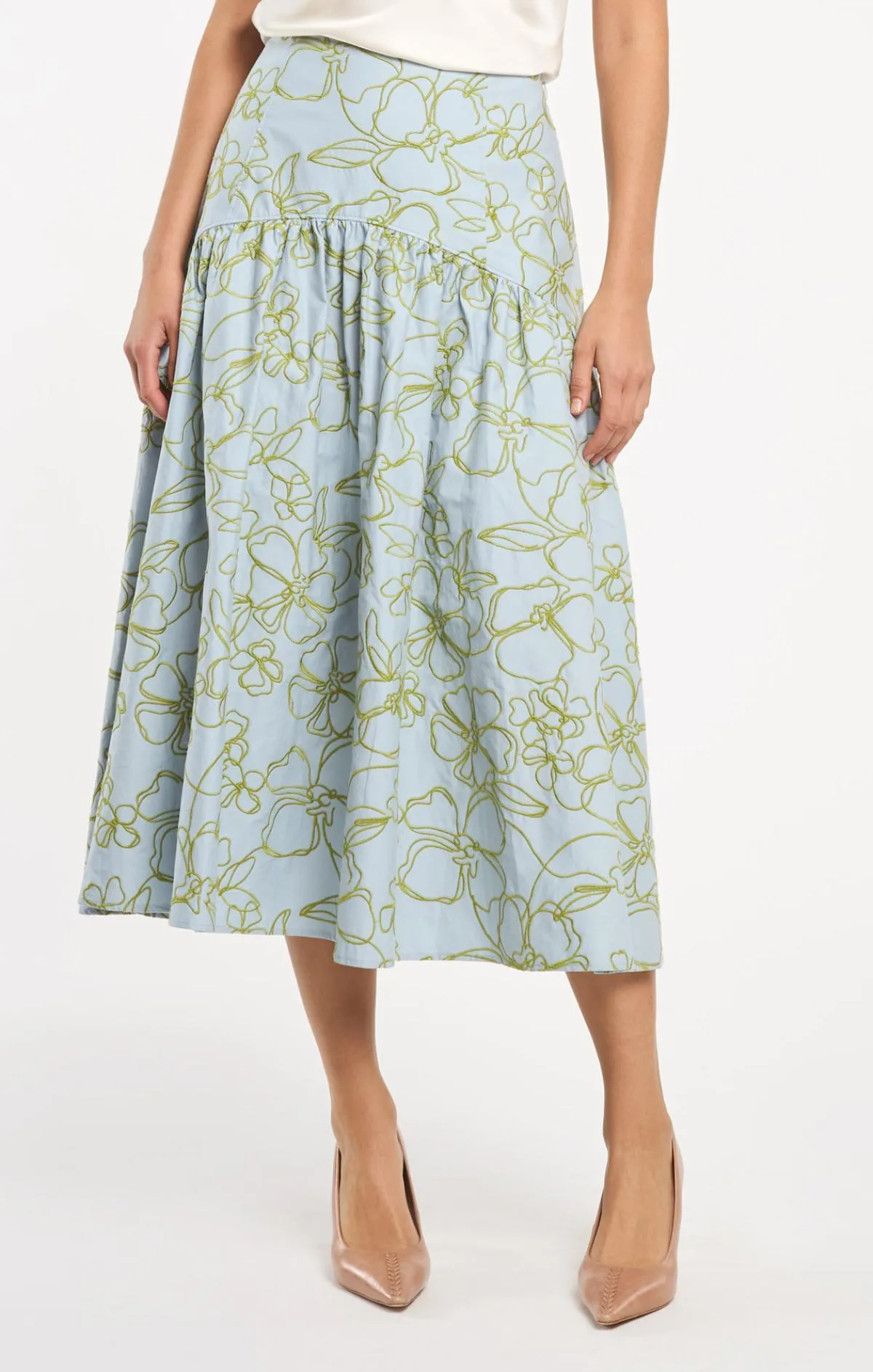 Embroidered Linework Floral Zoanne Skirt sold by cinq a sept product image thumbnail 3