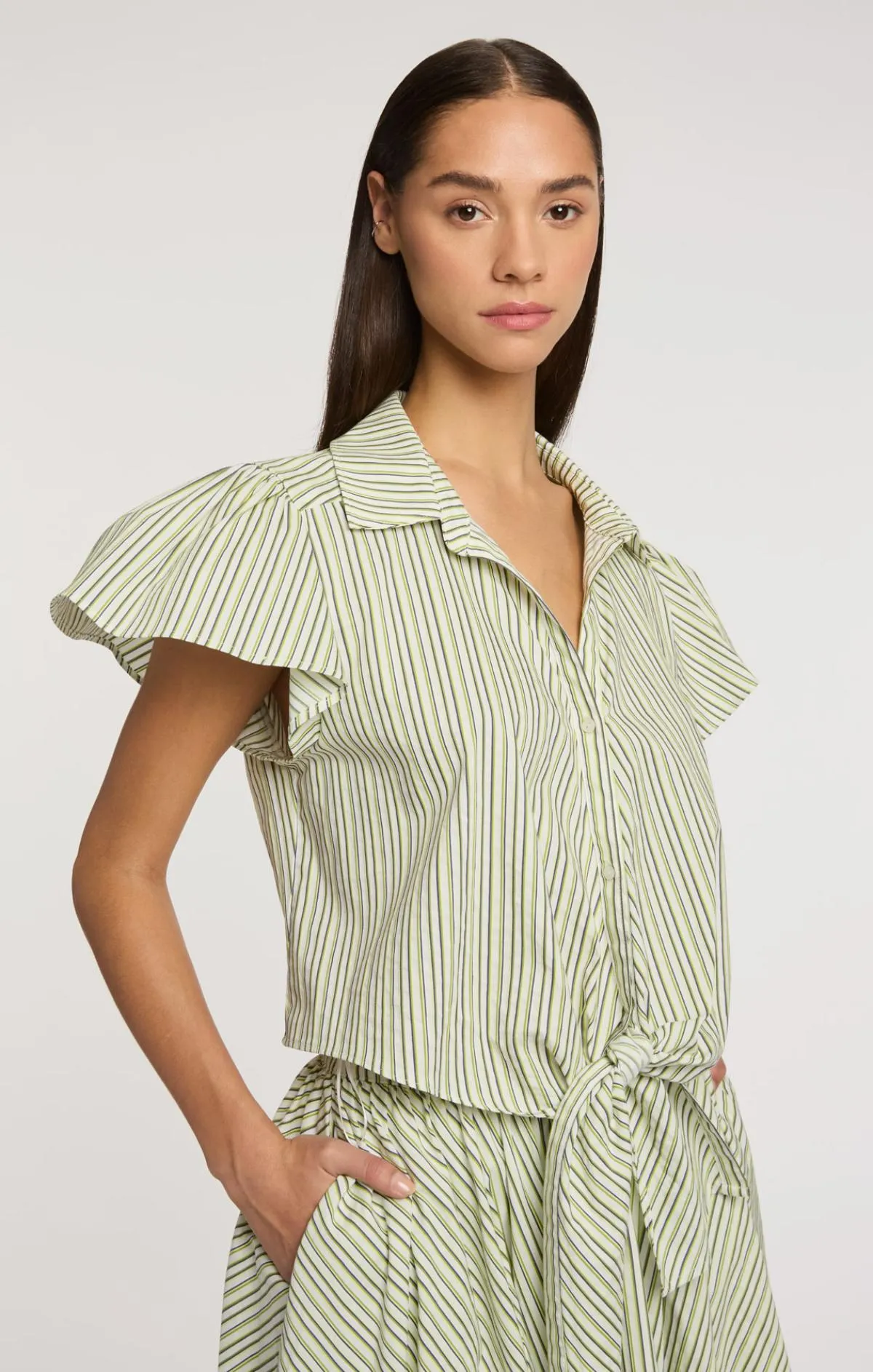 Sophie Stripe Flutter Sleeve Marianna Top sold by cinq a sept product image thumbnail 4