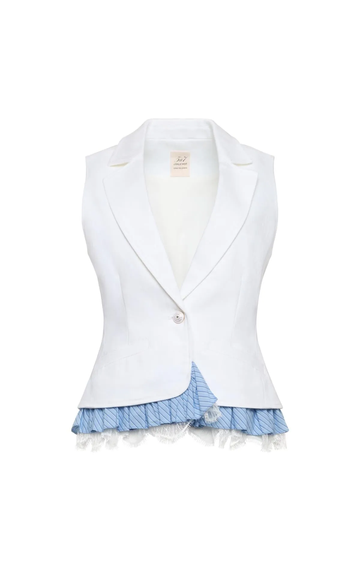 Jessie Stripe Le Petit Roxie Jean Vest sold by cinq a sept